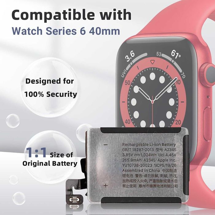 Bateria A2345 do Apple Watch Series 6 40mm A2291 A2293 A2375