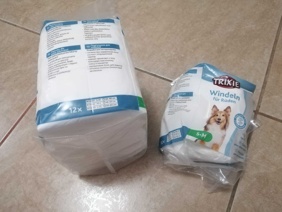 15 Fraldas para cão (Tamanho S/M) - Portes grátis