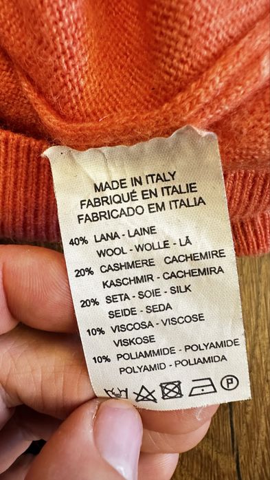 Sweter wełna jedwab kaszmir XXL koral