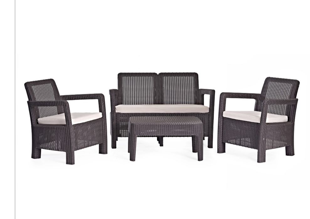 Conjunto relax de 4 lugares em resina castanha