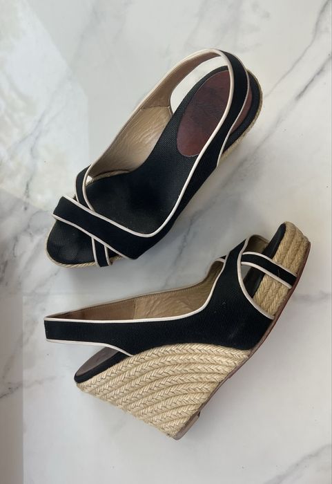 Christian Louboutin Piluca Espadrille Black Canvas Wedge Heels Spain  36-37 розмір 23-23.5 см