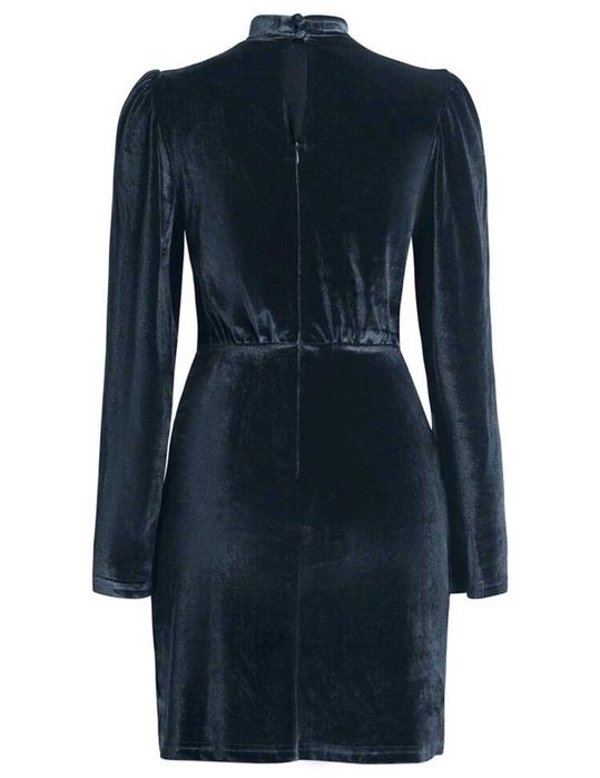 Vestido veludo azul escuro