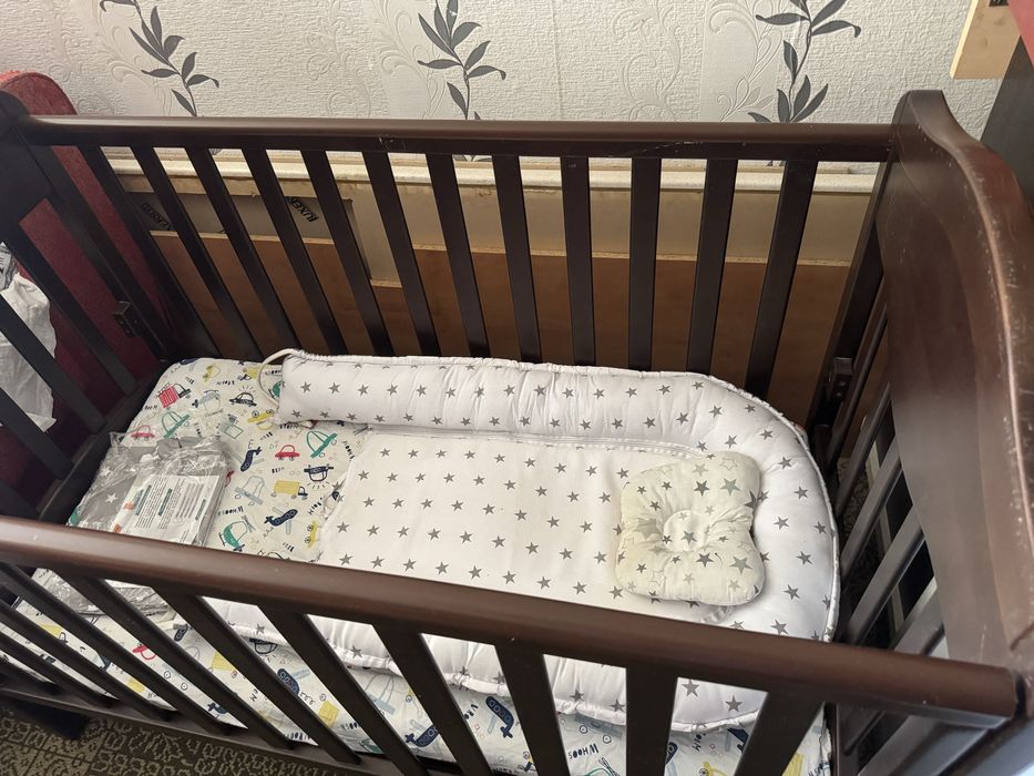 Манеж ліжко дитяче з маятником захист кокон балдахин в подарунок