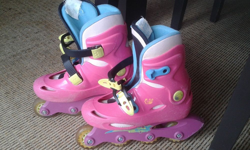 Patins em linha, nº 31+proteções cotovelos, joelhos e punhos