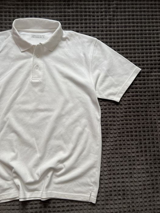 POLO Zara Man (M) White чоловіче поло футболка біла з комірцем коміром