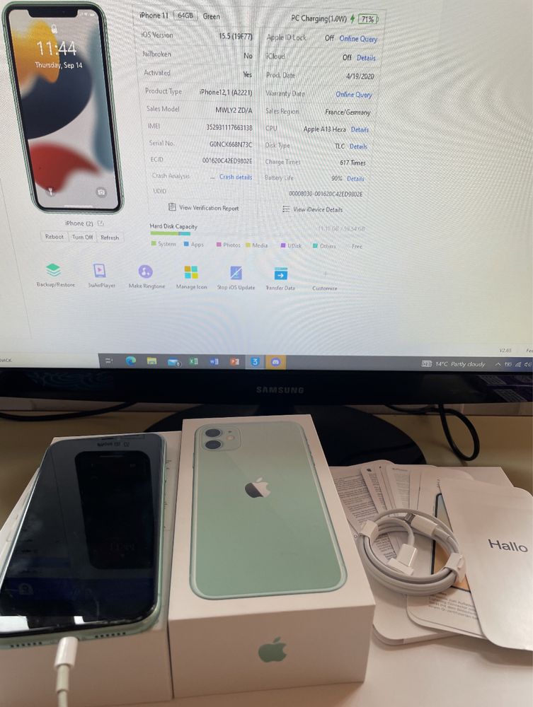 АКЦИЯ! iPhone 11 Green АККУМУЛЯТОР 89% ОРИГИНАЛ айфон 11 зеленный: 6 ...