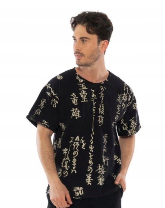 Pizama meska czarna we wzory M L XL