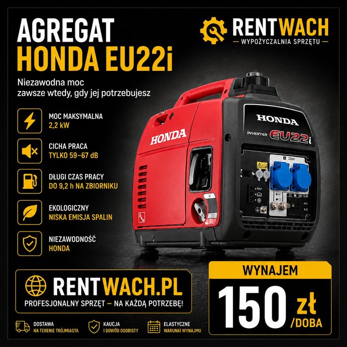 Wynajem Honda EU22i agregat prądotwórczy cichy inwerterowy na event , catering , camping ,imprezy