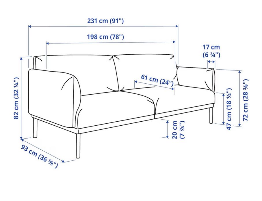 Sofa 2-osobowa, jasnoszary