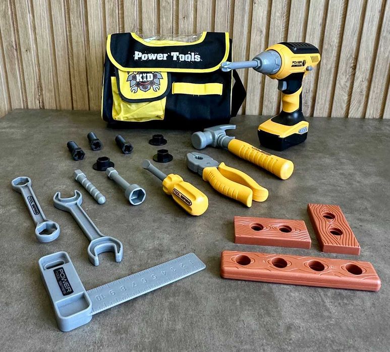 Дитячий набір інструментів у сумці з дрилем на батарейках