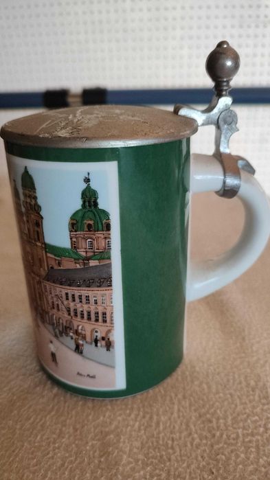 Ceramiczny kufel z pokrywą cynową  MUNCHEN