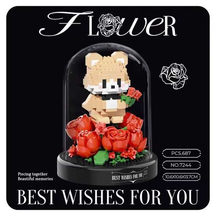 Зайчик, Котик, Медведик, Лисичка в Колбе Колбі квіти сумісни Лего Lego