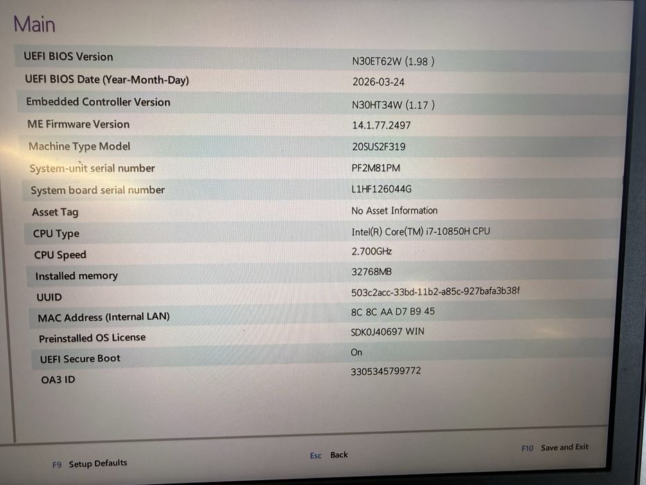 Portátil Lenovo Workstation P15 15.6” i7 10850H 32GB RAM 2x512GB NVME GPU NVidia Quadro T2000 4GB