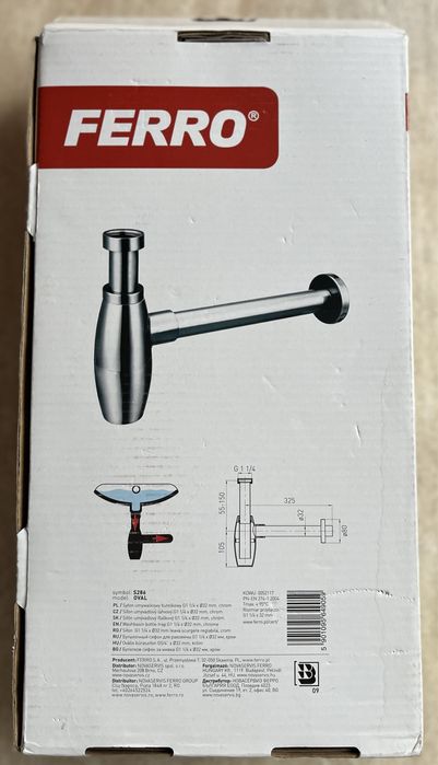 Syfon butelkowy FERRO S286 chrom połysk