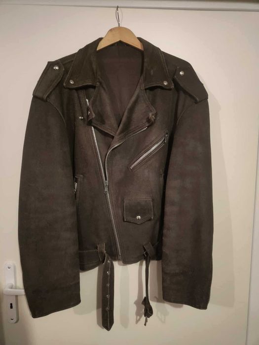 Ramoneska męska gruba skóra naturalna na motor kurtka duża XXL