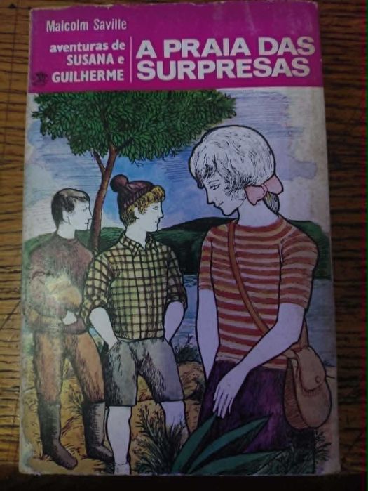 livro "A Praia das Surpresas" da coleção "Aventuras de Susana e Guilherme" escrita por Malcolm Saville