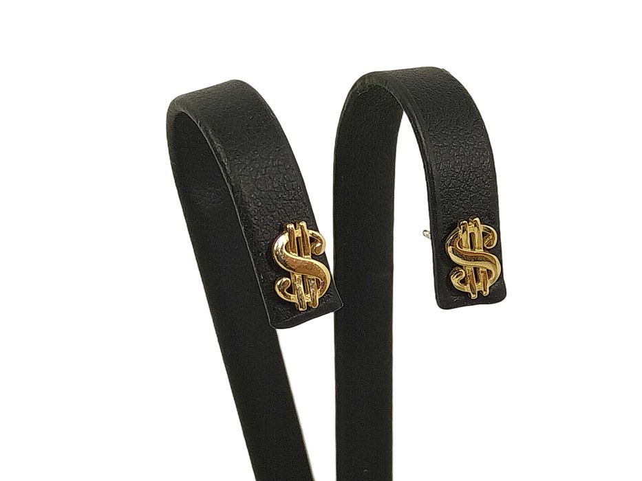 Złote kolczyki DOLAR $ 585 1,09G sztyft