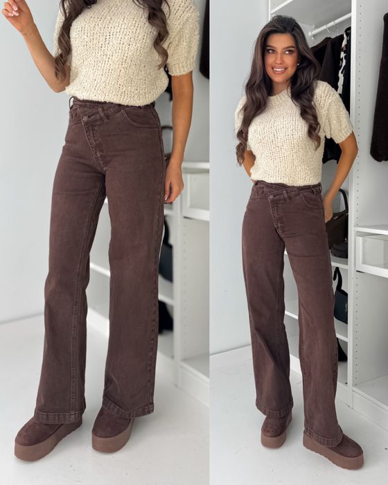 Laulia jeansy boyfriendy skos XL 40/42 brąz