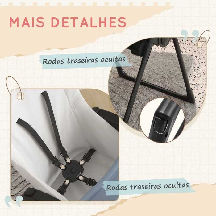 Cadeira de Refeição para Bebé Ajustável e Dobrável