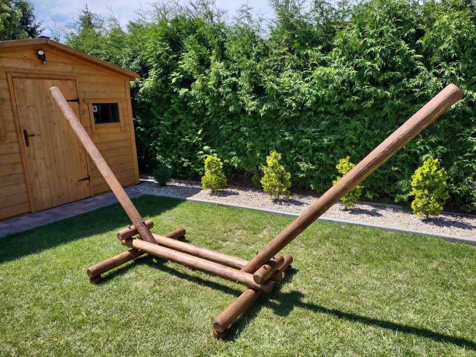 Drewniany hamak sosnowy stelaż z hamakiem