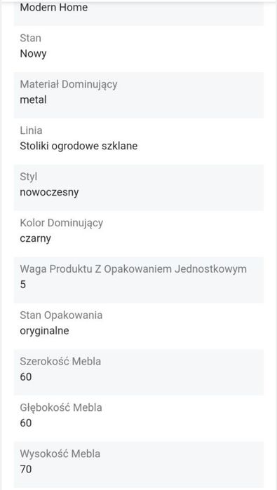 Stół szklany,Solidny