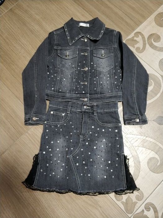 Джинсовый нарядный костюм colabear р.122