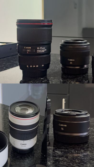 Canon RF 70-200 F4 RF 35 1.8 EF 16-35 F4