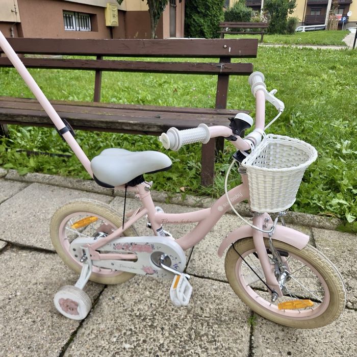 Rower SunBaby dziewczęcy różowy pierwszy rowerek dla dziewczynki flower bike