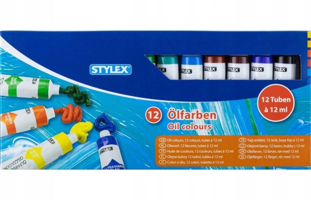 Farby olejne Stylex wielokolorowy 12 szt. 12 ml