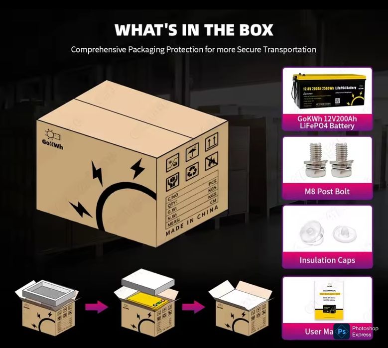 LiFePO4 Акумулятор 12.8V | 200Ah | 2560Wh з захистом BMS