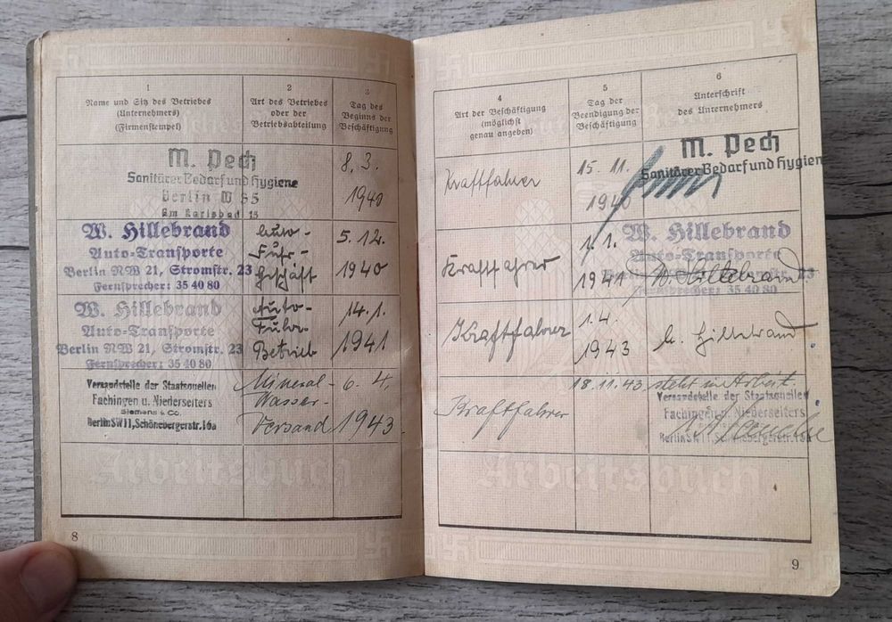 Arbeitsbuch książeczka pracy reich, niemcy rzesza