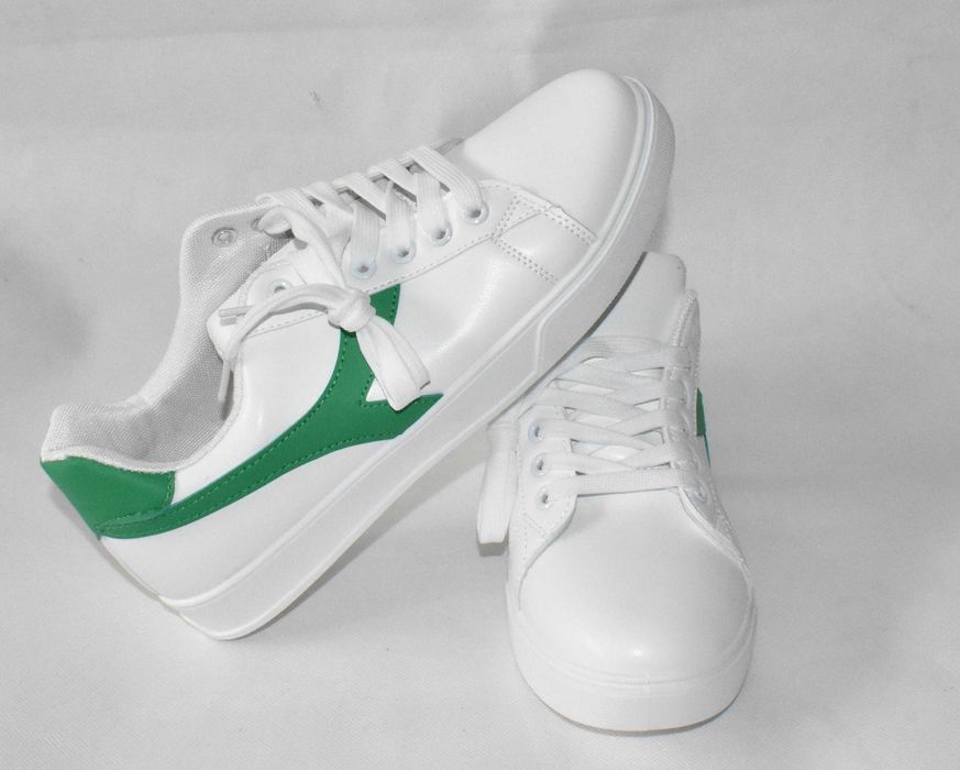 Sneakersy biało-zielone 41 lekkie wygodne sportowe 26 cm