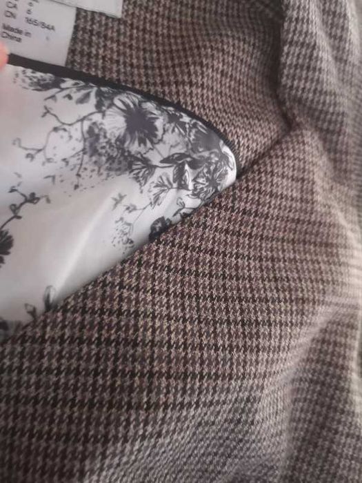 H&M brązowa sukienka elegancka w pepitkę r. 36/S