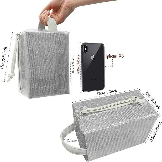 CCUCKY Kosmetyczka - Błyszczące srebro