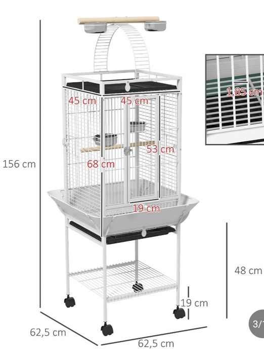 Gaiola Branca Nova para Papagaios e Araras