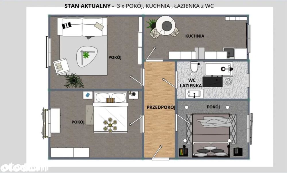 Mieszkanie 87 m² | 3 pokoje | Gliwice, ul. Kochanowskiego