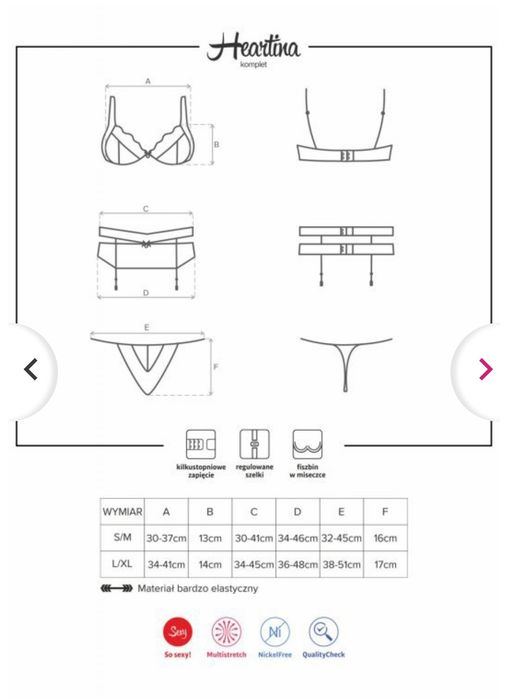 Bielizna damska Obsessive Heartina setS/M