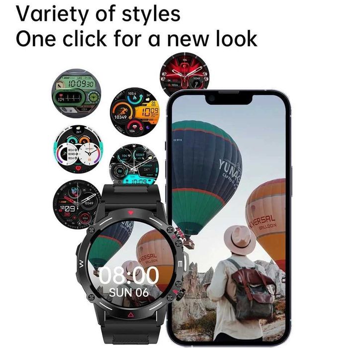 Smartwatch HK87 telefon BT 1,43 AMOLED 466x466 menu  PL