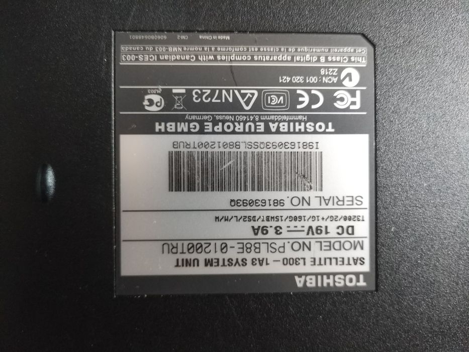 Toshiba satellite l300-1a3 разборка