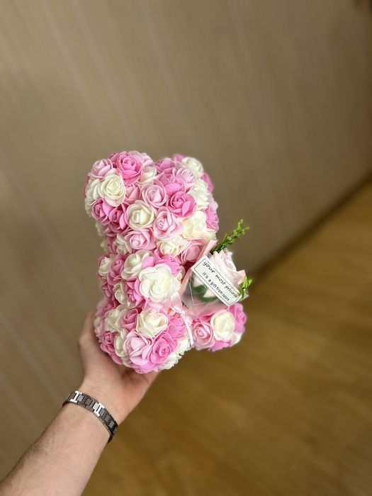 Ведмедик з троянд (Rose Bear) подарунок 14 лютого для дівчини квіти