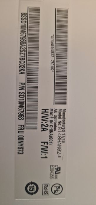 Ecra para portatil modelo B140HAN02.4 14"