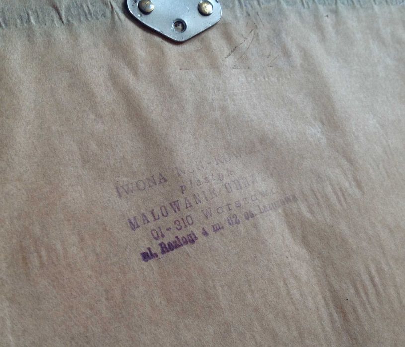 Stary mały obraz olejny pejzaż wiejski