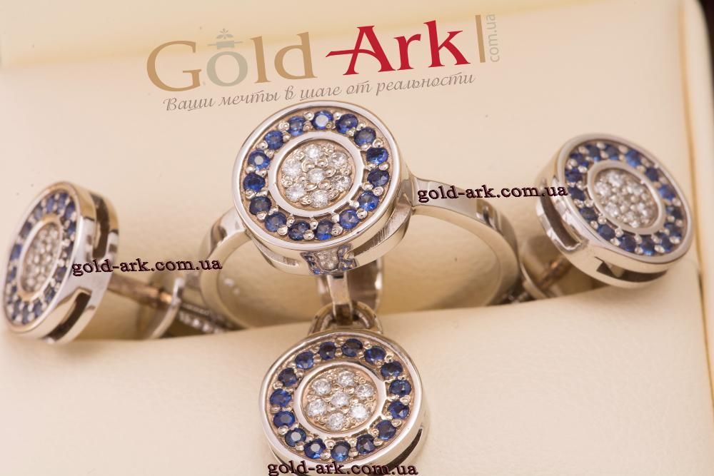 Пусеты с сапфирами и бриллиантами