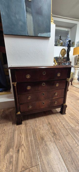 Komoda w stylu Empire (styl Cesarstwa) klasycyzm Francja mahoń kolumny