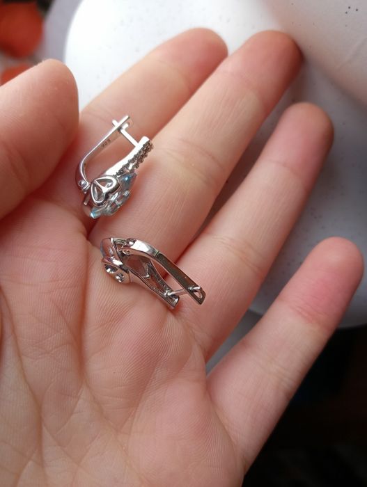 Сережки зі срібла з топазами , срібло 925 проби