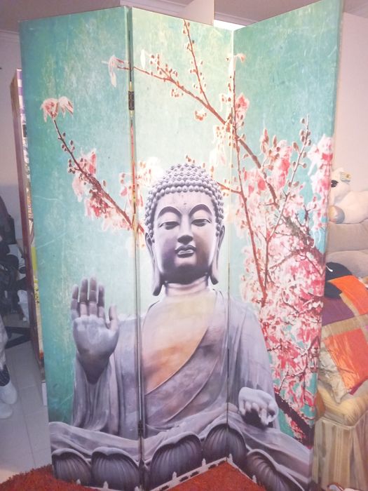 Biombo como novo com 3 parte imagem nos dois lados