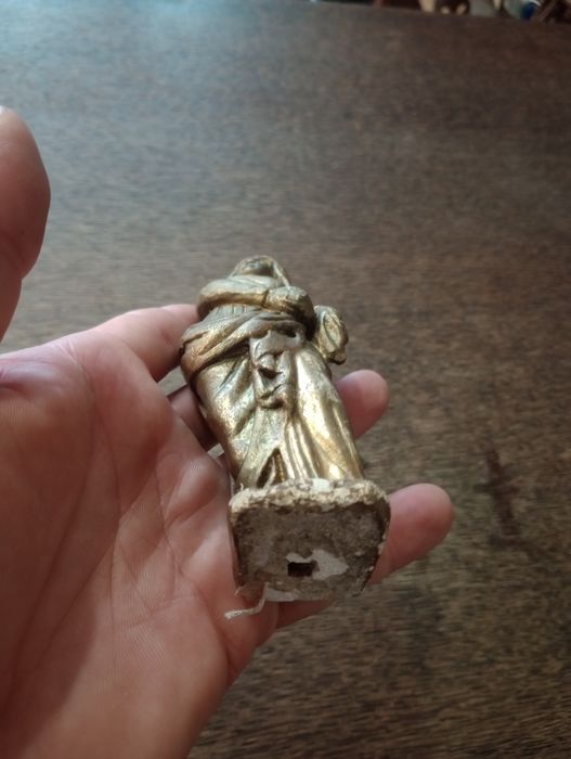 Piękna Stara figurka Święta gipsowa