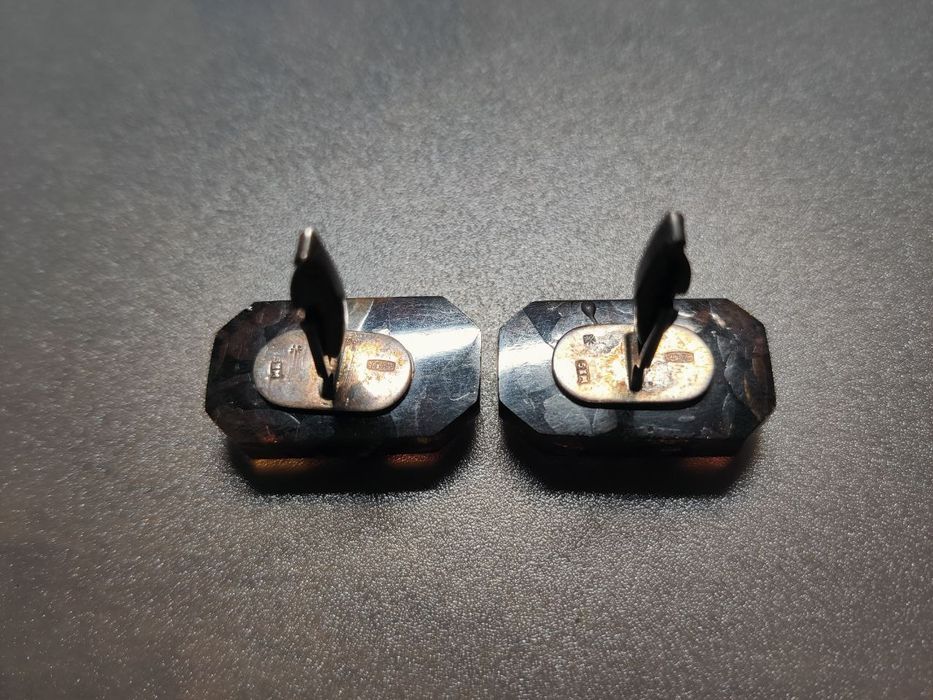 Запонки бурштин ( янтарь) срібло