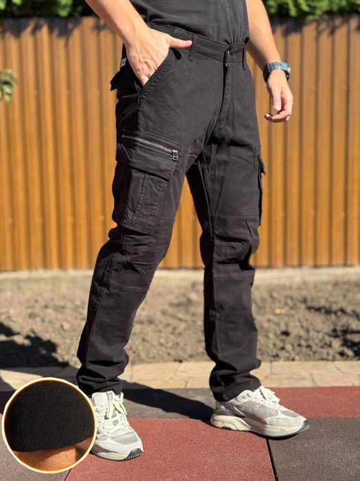 Штани чоловічі карго Loshan утеплені чорні олива сірі