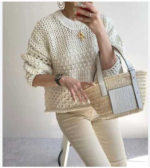 Sweter ZARA boho ecru